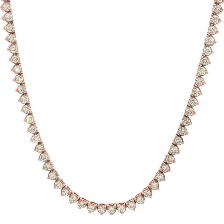 10KT Rose Gold 22.5in 6.70ct Diamond Tennis Necklace