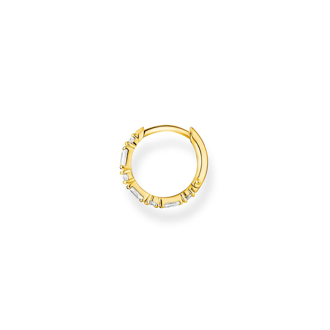Hoop Earring White Stones Gold
