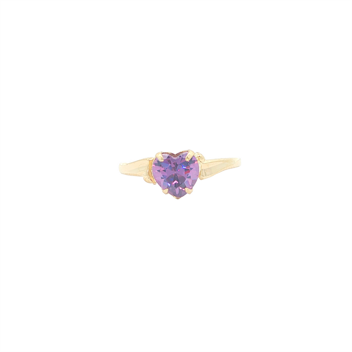 10K Yellow Gold Heart Shaped February Birthstone Ring