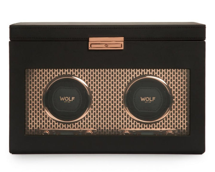 Axis Double Watch Winder with Storage - Copper