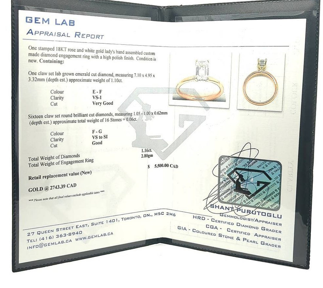 18KT Rose and White Gold 1.16ctw Lab Grown Diamond Engagement Ring