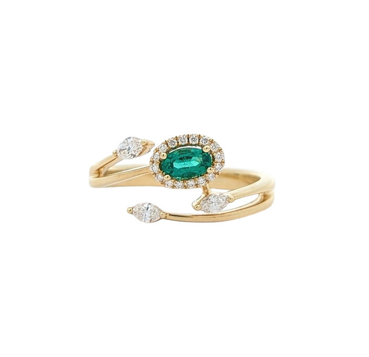 Simon G - 18KT Yellow Gold Emerald and 0.24ctw Diamond Ring