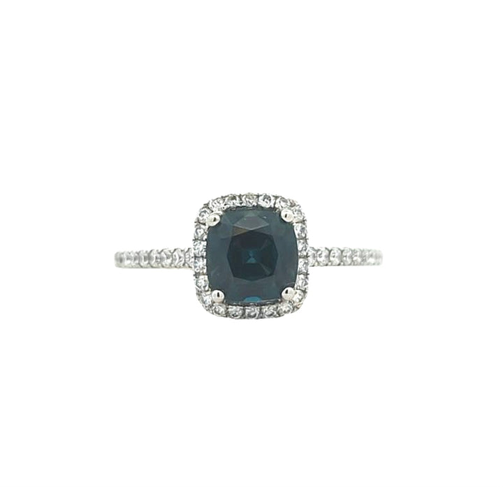 18KT White Gold Natural Blue Sapphire and 0.45ctw Diamond Estate Ring
