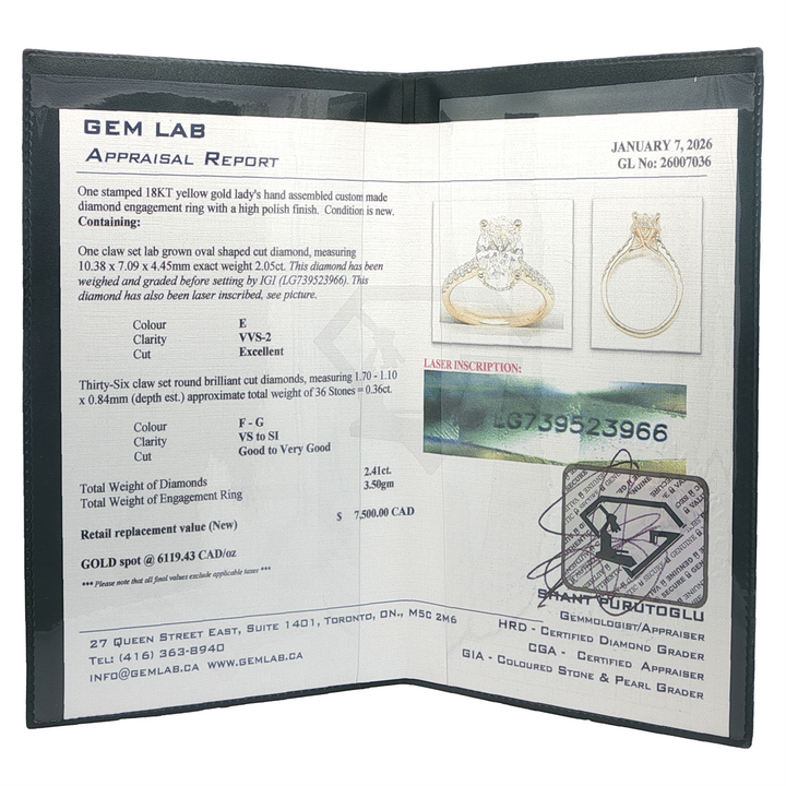 18KT Yellow Gold 2.41ctw Oval Lab Grown Diamond Engagement Ring