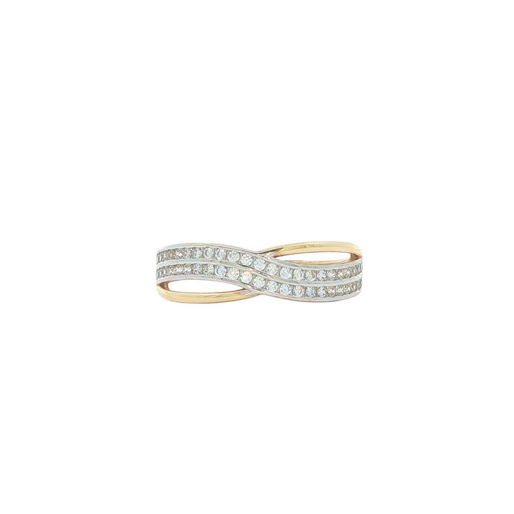 10KT Yellow Gold CZ Crossover Fashion Ring
