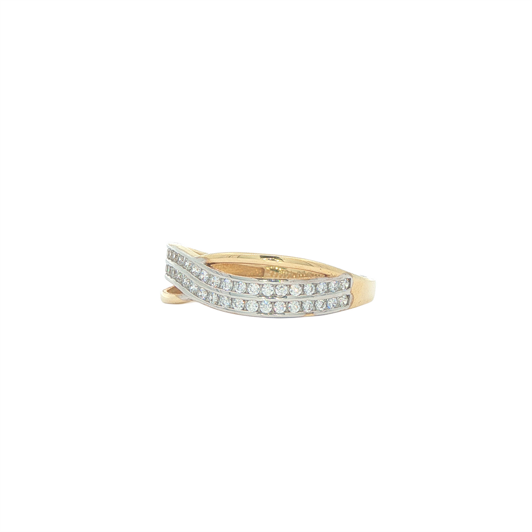 10KT Yellow Gold CZ Crossover Fashion Ring