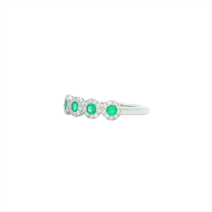 18KT White Gold Emerald and 0.25ctw Diamond Ring