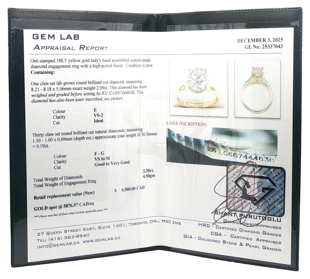 18KT Yellow Gold 2.28ctw Lab Grown Diamond Engagement Ring