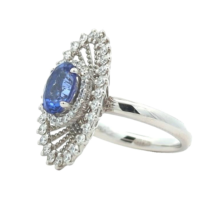 Simon G - 18KT White Gold Tanzanite and 0.68ctw Diamond Ring
