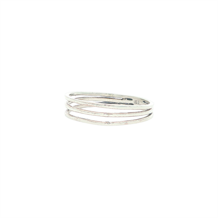 Sterling Silver Triple Bar Line Ring (4mm width)