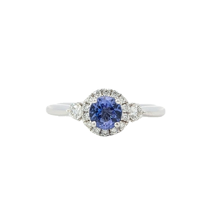 18KT White Gold Tanzanite and 0.24ctw Diamond Ring