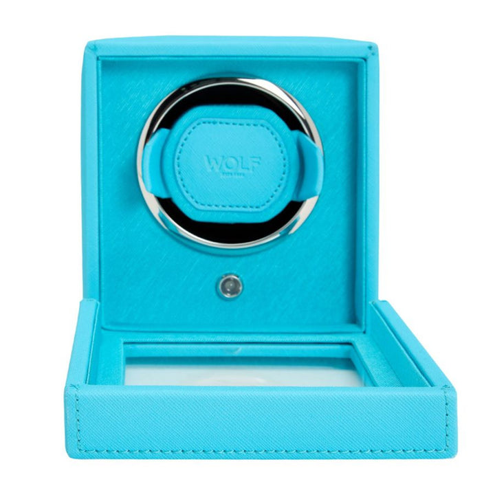 Cub Single Watch Winder With Cover - Turquoise