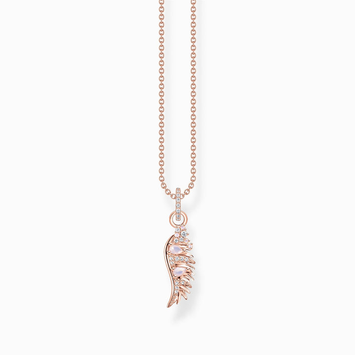 Thomas Sabo Sterling Silver Rose Gold Plated Pink Stone Phoenix Wing Necklace