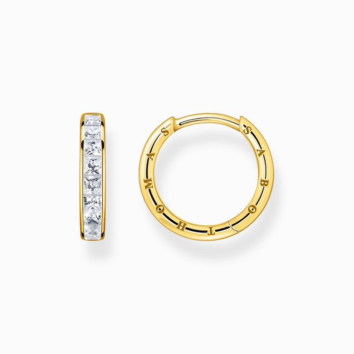 Thomas Sabo Sterling Silver Gold Plated CZ Hoop Earrings
