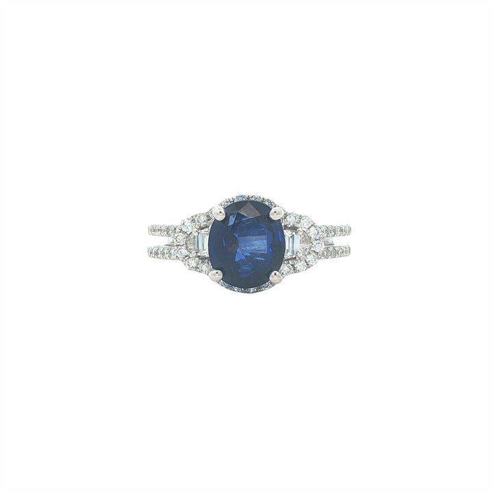 14KT White Gold Sapphire and Diamond Ring