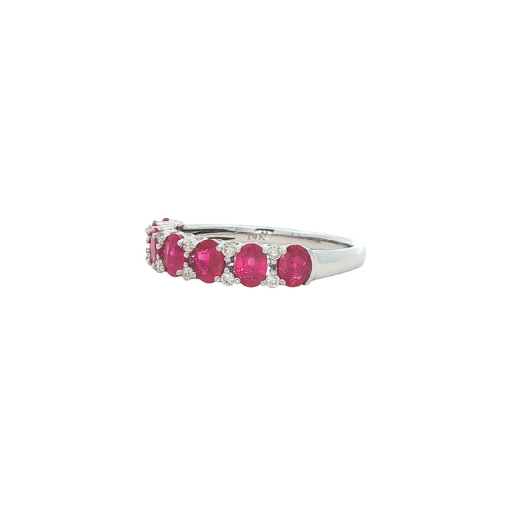 14K White Gold Ruby 0.15ctw Diamond Ring