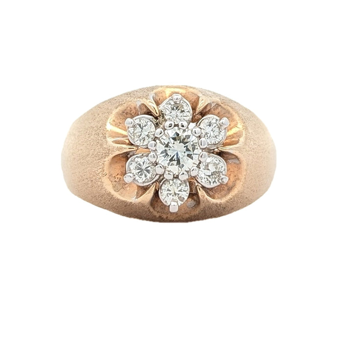 10-14KT Yellow and White Gold Estate Men's 0.77ctw Diamond Cluster Ring