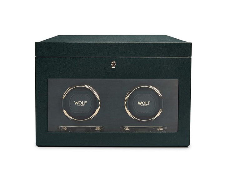British Racing Double Watch Winder with Storage - Green