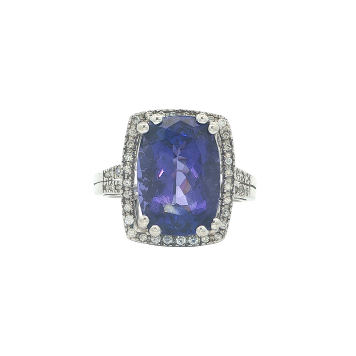 14KT White Gold Tanzanite and 0.17ctw Diamond Ring