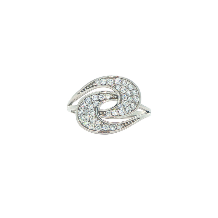 10KT White Gold CZ Crossover Fashion Ring
