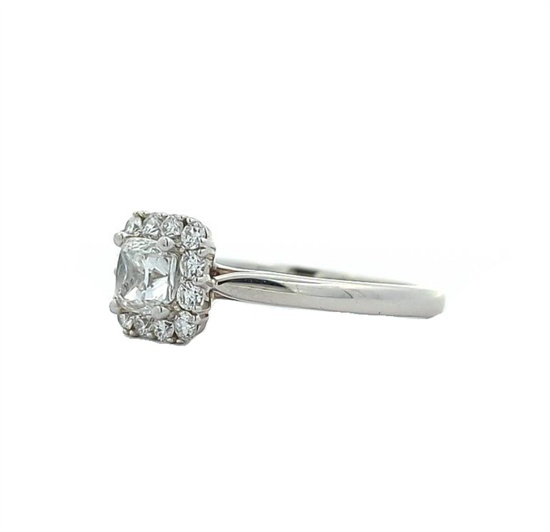 18KT White Gold 1.05ctw Canadian Cushion Cut Diamond Engagement Ring