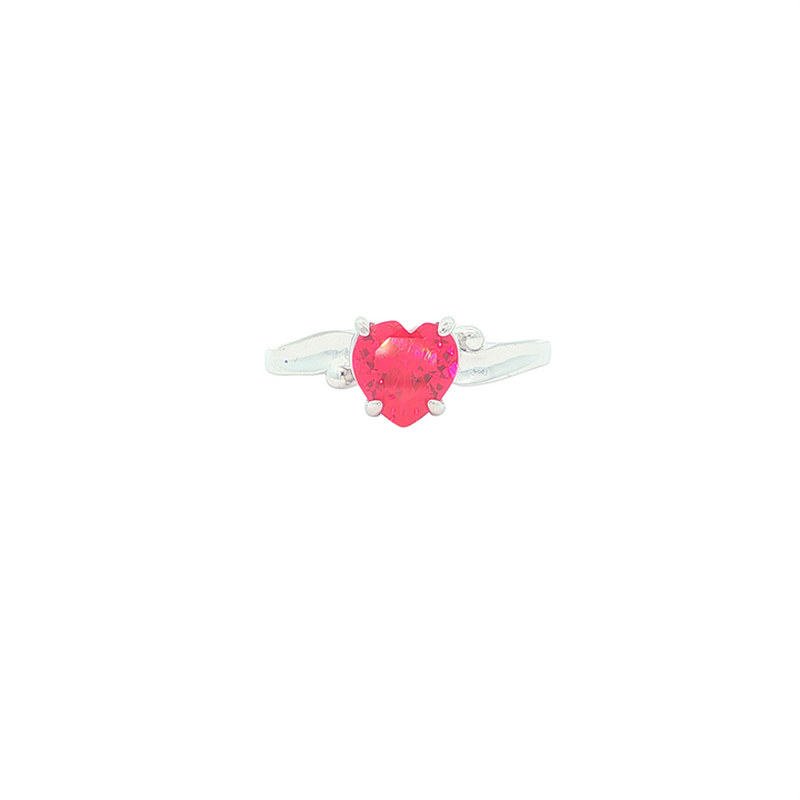 Sterling Silver Heart Shape July Birthstone Ring