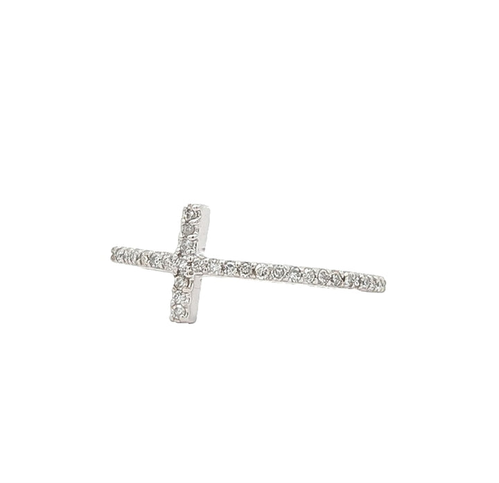 10KT White Gold 0.15ctw Diamond Cross Ring