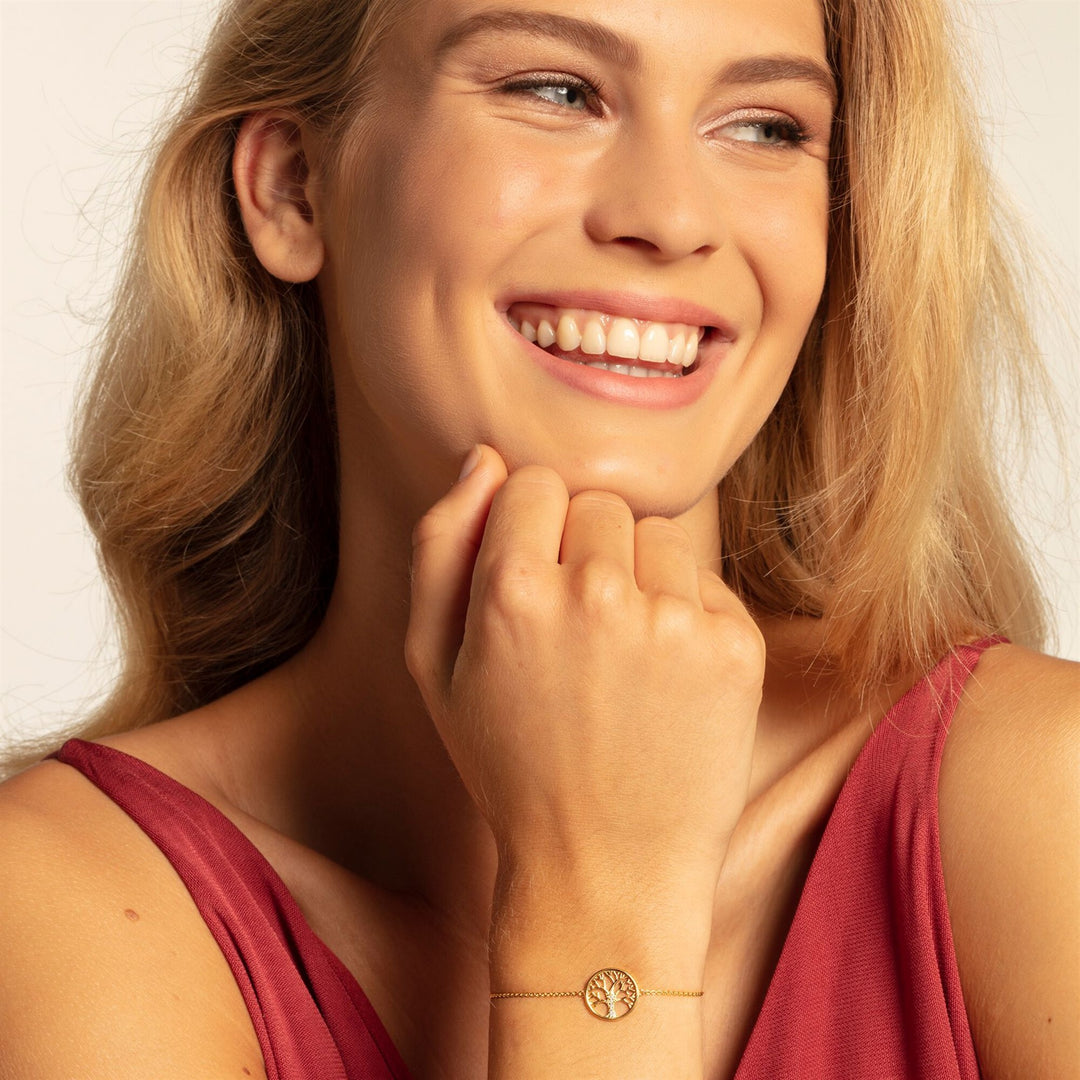 Thomas Sabo Sterling Silver Gold Plated CZ Tree of Love Bracelet