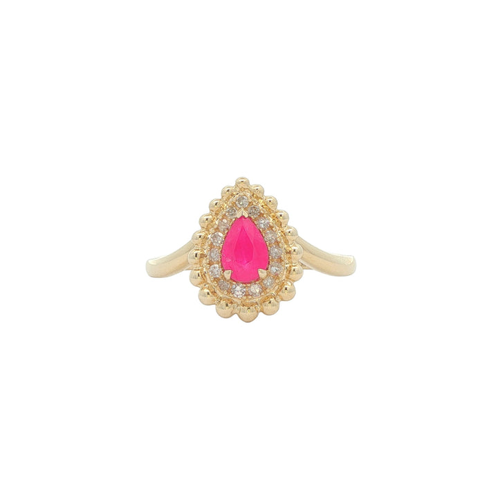 14K Yellow Gold Ruby Diamond Ring