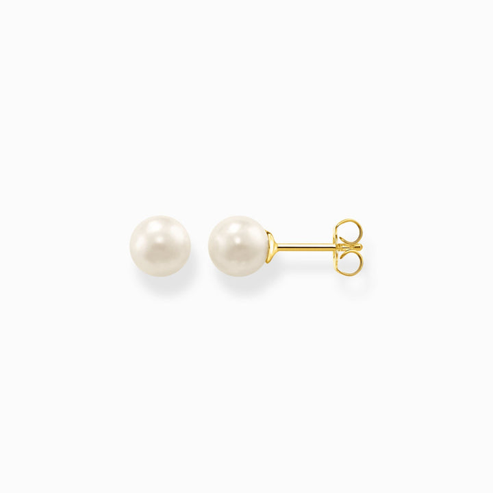Thomas Sabo Sterling Silver Gold Plated Pearl Stud Earrings