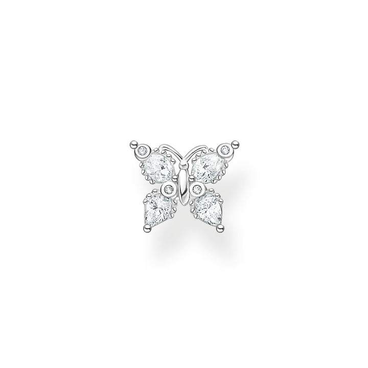 Single Ear Stud Butterfly White Stones