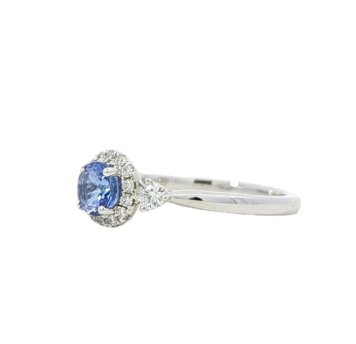 18KT White Gold Tanzanite and 0.24ctw Diamond Ring