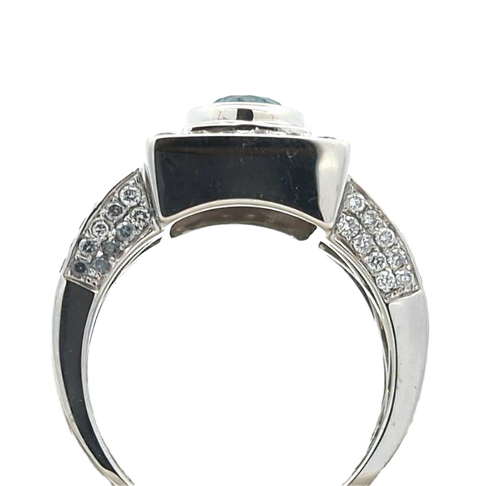 14KT White Gold 1.90ctw Blue and White Diamond Estate Ring