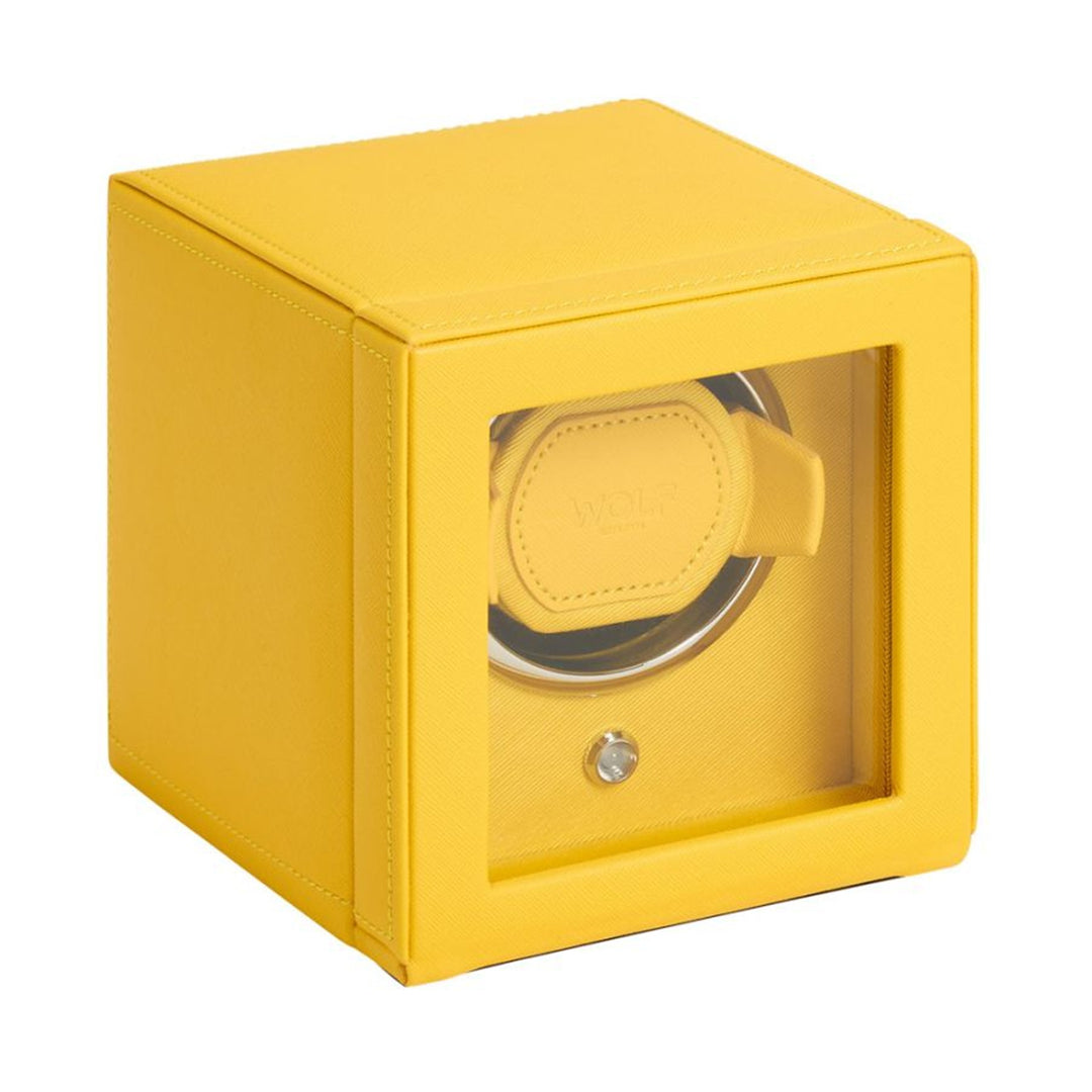Cub Single Watch Winder With Cover - Yellow