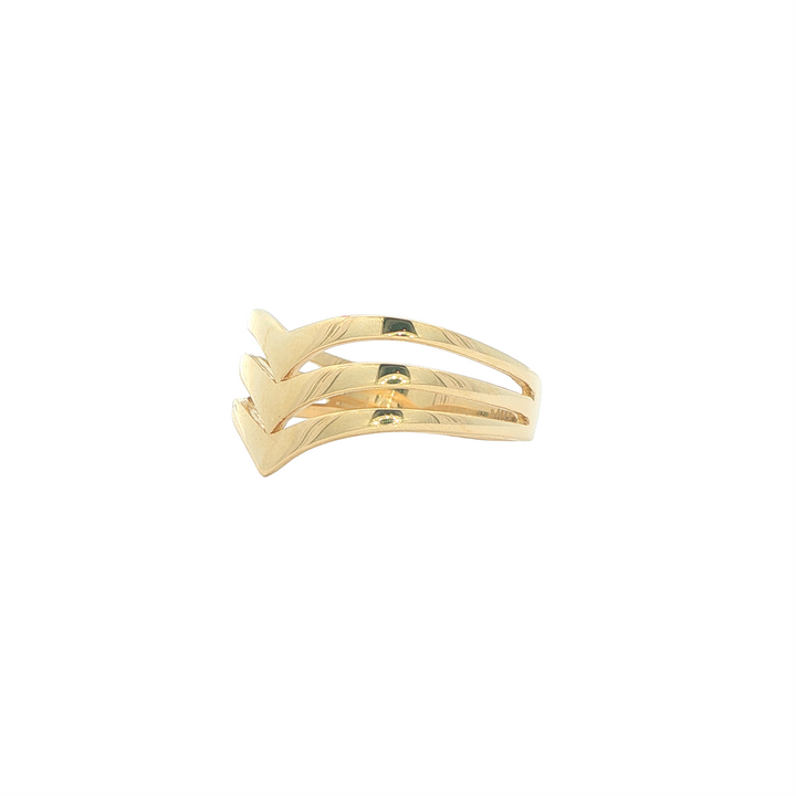 10KT Yellow Gold Triple Chevron Fashion Ring