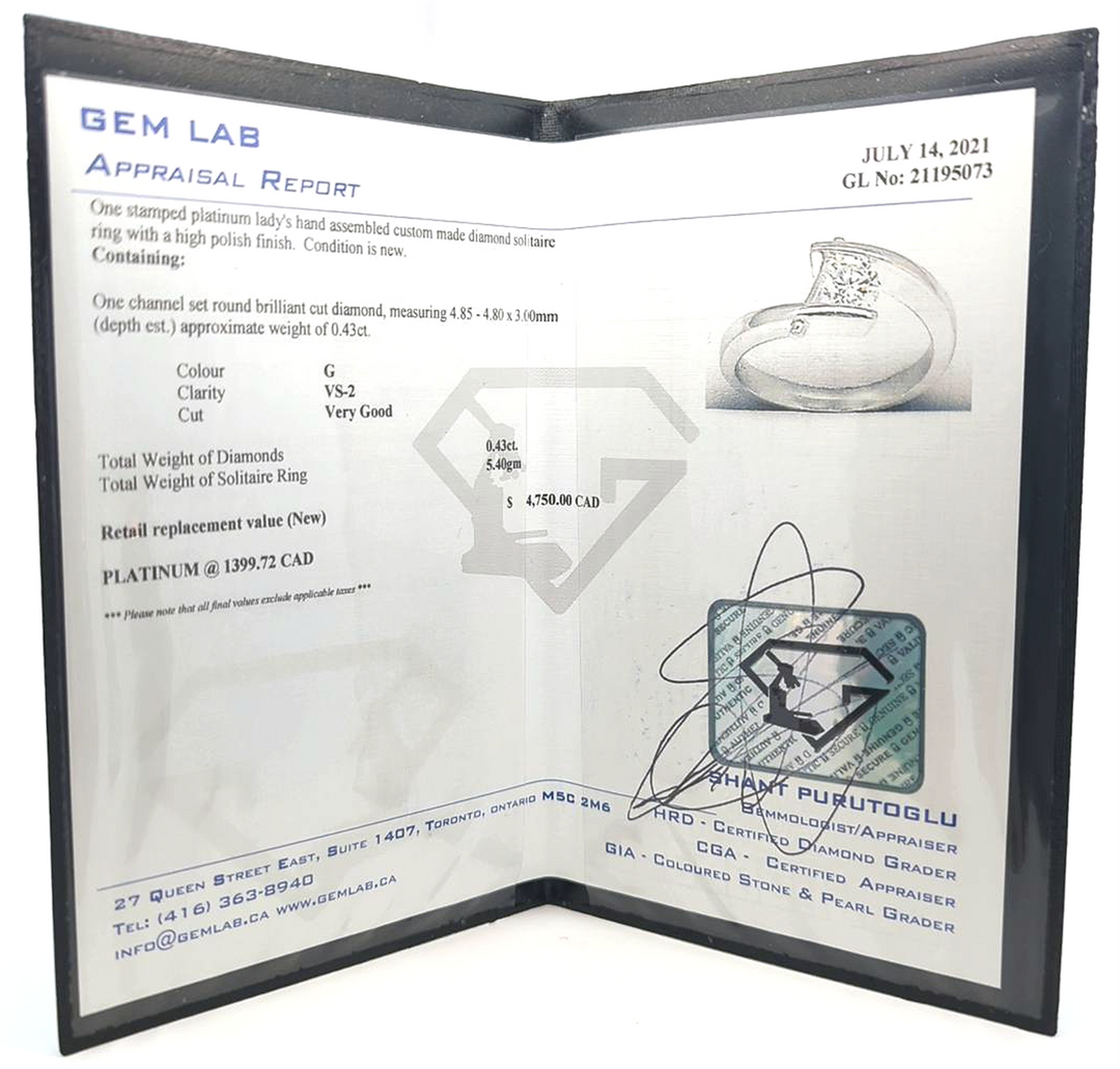 Platinum 0.43ctw Diamond Solitaire Estate Ring