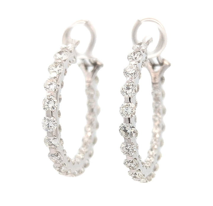 18KT White Gold 9.75ctw Diamond Estate Hoop Earrings