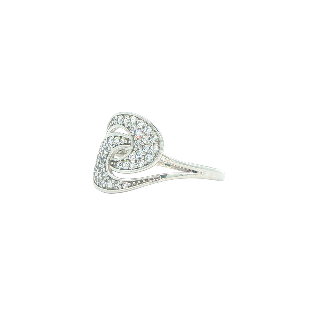 10KT White Gold CZ Crossover Fashion Ring