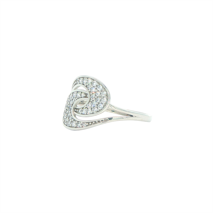 10KT White Gold CZ Crossover Fashion Ring