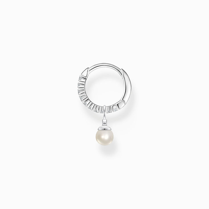 Thomas Sabo Single Hoop Earring with Pearl Pendant, Silver