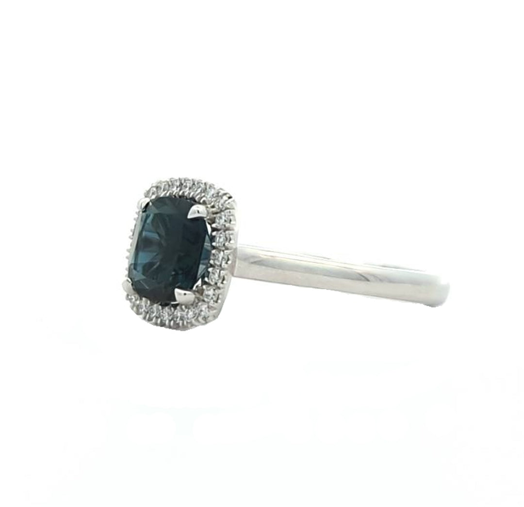 14KT White Gold 1.76ct Blue Topaz and 0.16ctw Diamond Ring