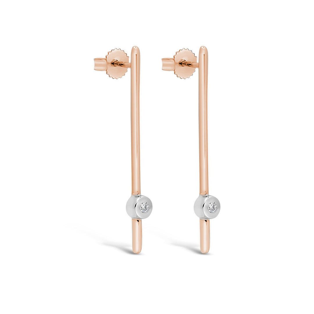10KT Rose Gold 0.037ctw Diamond Icicles Essentials Bar Earrings