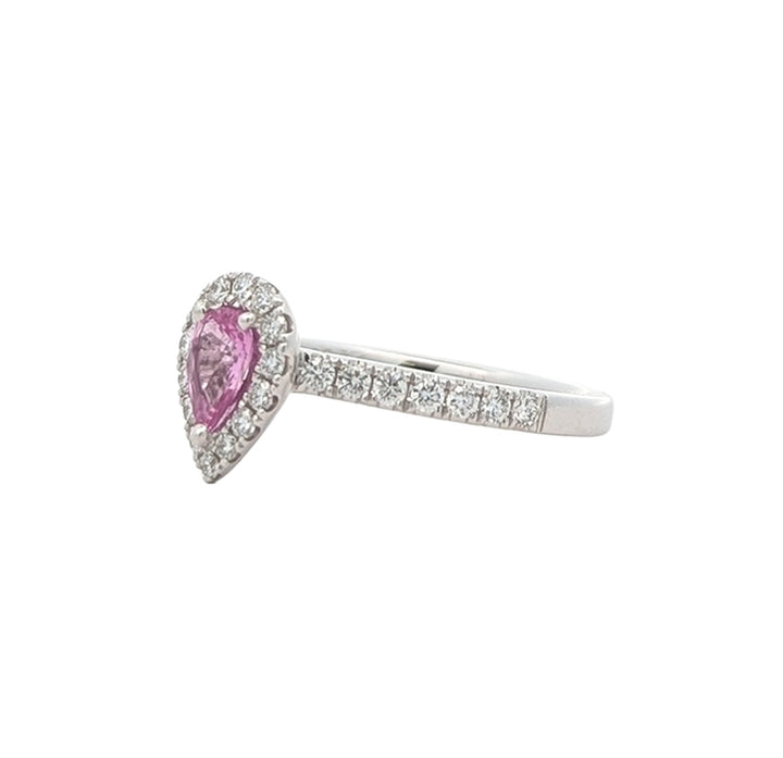 18K White Gold 0.39ctw Diamond Pink Sapphire Ring