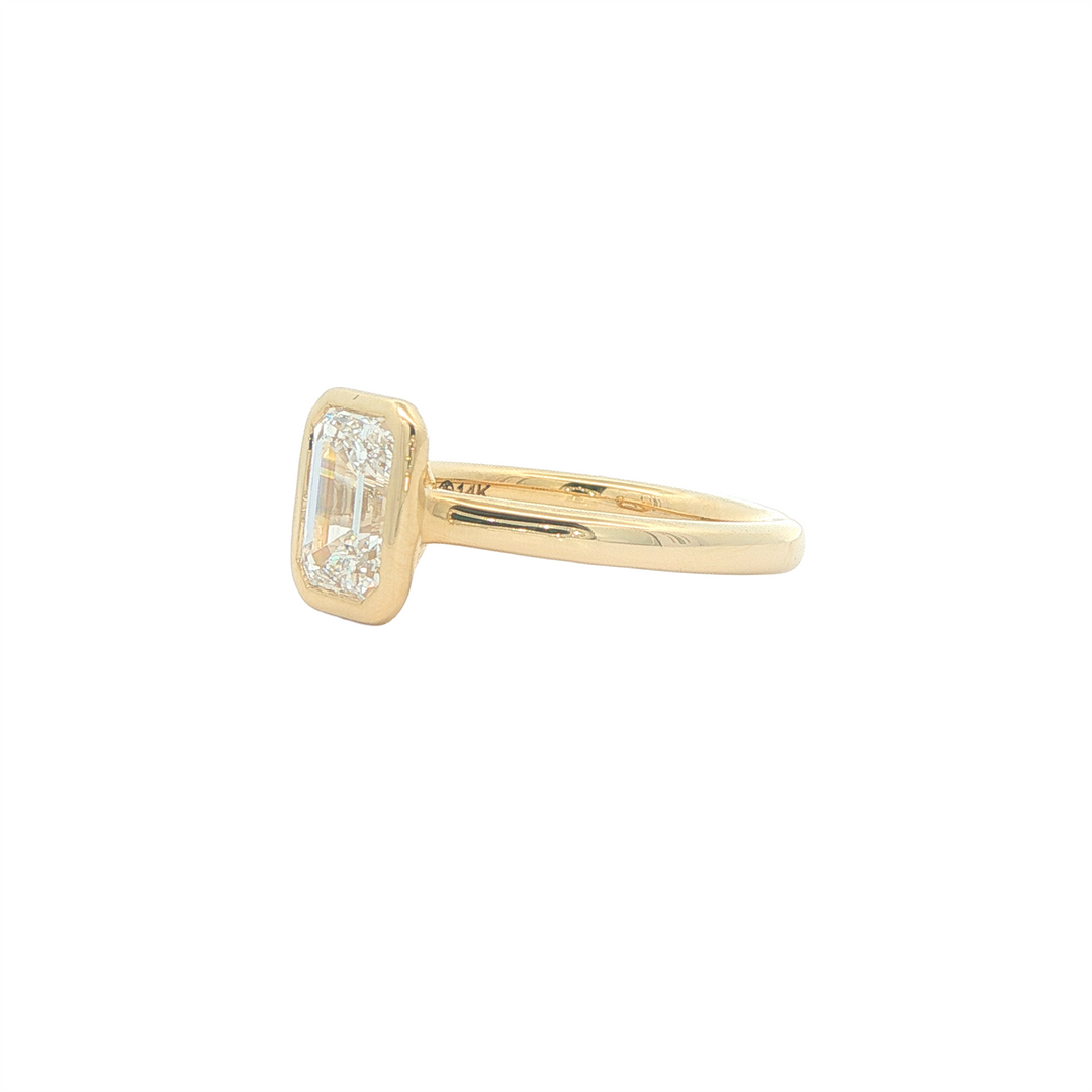 14K Yellow Gold 1.58CT Emerald Cut Lab Grown Diamond Engagement Ring