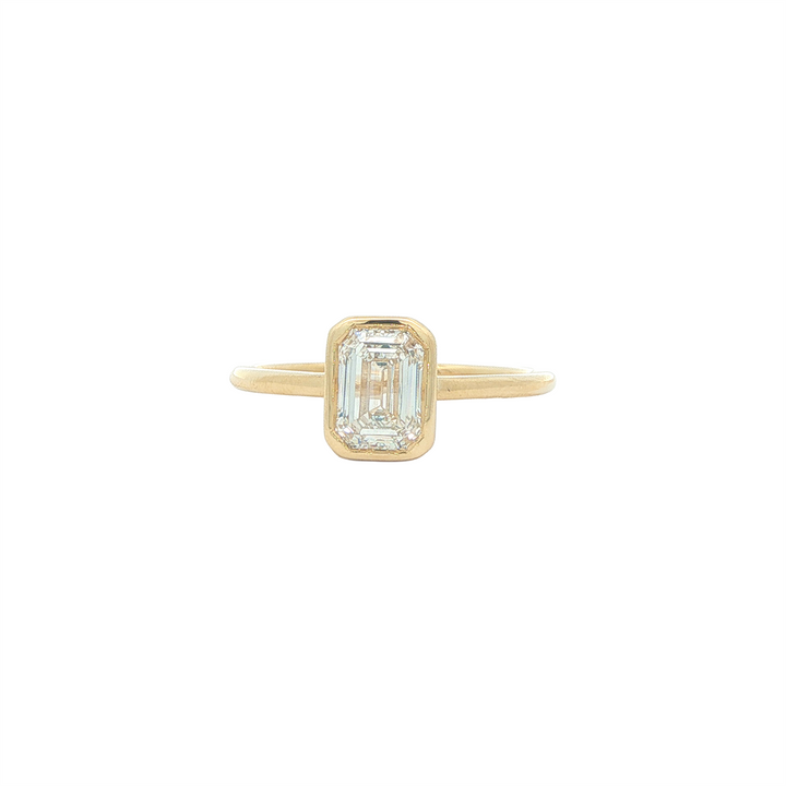 14K Yellow Gold 1.05CT Emerald Cut Lab Grown Diamond Engagement Ring