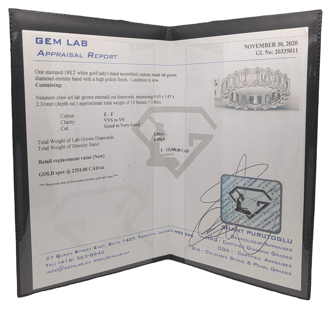 18KT White Gold 5.86ctw Lab Grown Diamond Eternity Band
