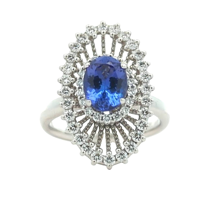 Simon G - 18KT White Gold Tanzanite and 0.68ctw Diamond Ring