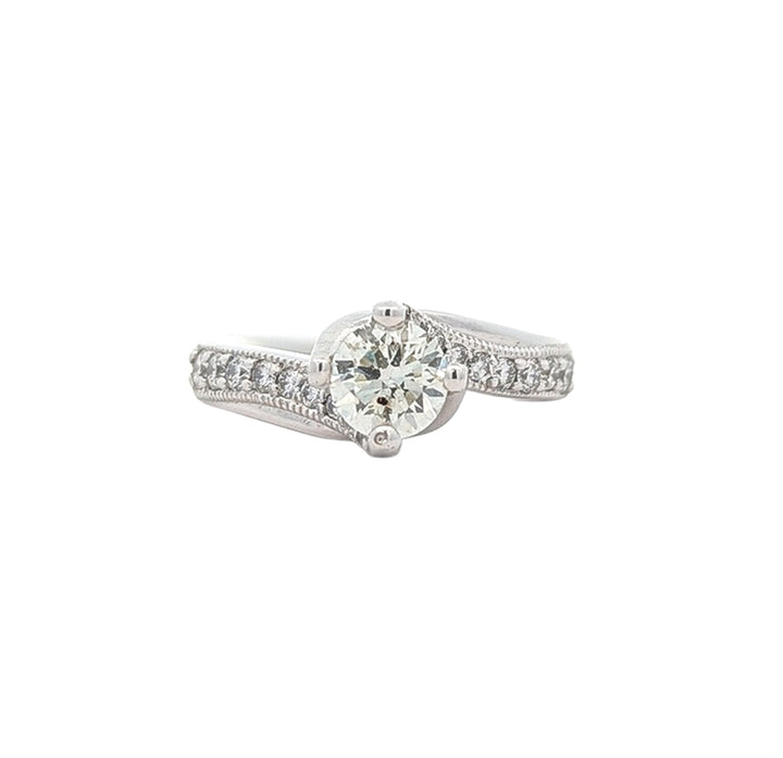 18KT White Gold 0.98ctw Diamond Estate Engagement Ring