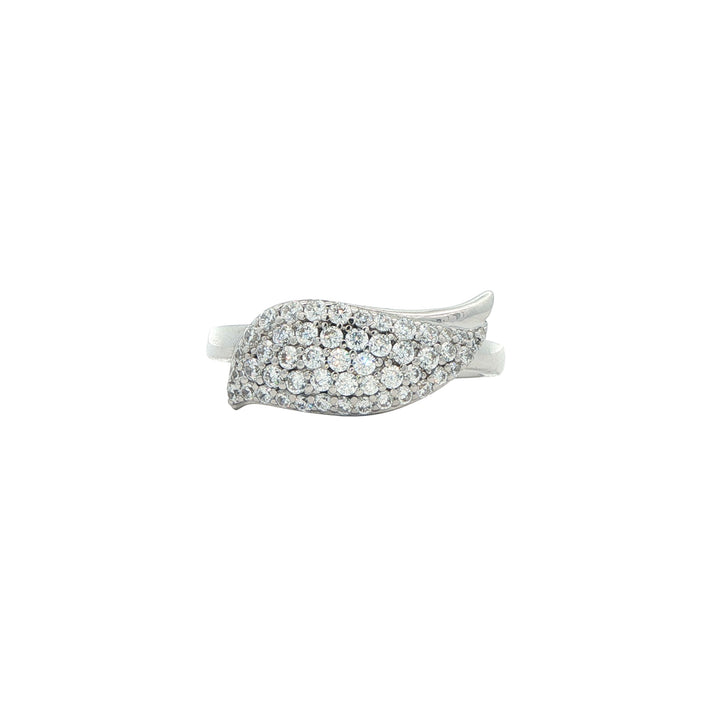 ELLE Sterling Silver "Amour" CZ Leaf Ring