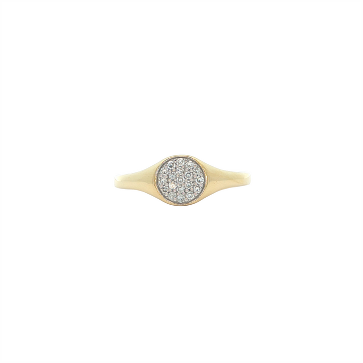 Monte Luna SS Gold Plated 0.1ctw Lab Diamond Pave Circle Signet Ring